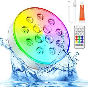 lot 12625 image: Pool Lights Rechargeable Submersible LED with Remote, Waterproof, 16 Colors