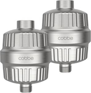 lot 12631 image: Cobbe HD Heavy Duty Shower Filter 2 Pack   99% Removal, Brushed Nickel