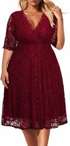 lot 12643 image: Womens Plus Size Lace Dress for Wedding Guest - Knee-Length, Semi-Formal size 2X