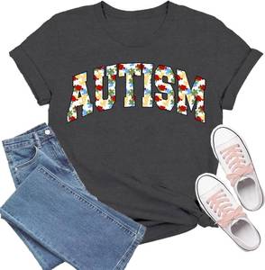 lot 12656 image: Women Autism Awareness Shirt Autism T-Shirt Mental Health Tee Tops Medium