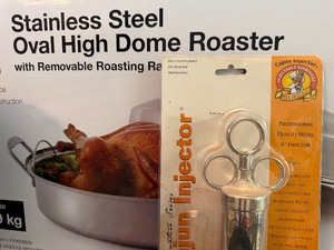 lot 212 image: Stainless Roaster and a Cajun Injector