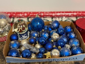 lot 219 image: Christmas Ornaments, Musical Snow Globe and Wrapping Paper