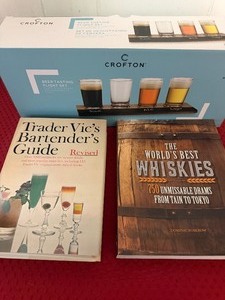 lot 186 image: Beer Tasting Flight Set, Bartenders Guide and Best Whiskies