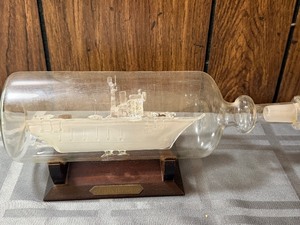lot 165 image: Vintage Blown Glass Ship, HMS Hermes