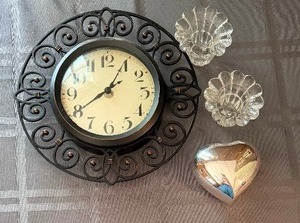lot 164 image: Wall Clock, Candle and Candle Holders