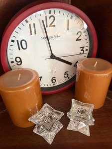 lot 163 image: Wall Clock, Candles and Candle Holders