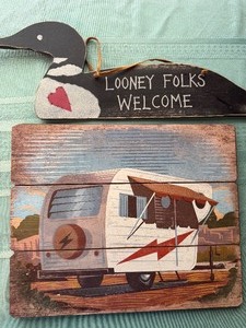 lot 162 image: Loon and Camper Wall Art