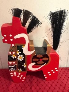 lot 144 image: Vintage Japanese Folk Art Wooden Horse