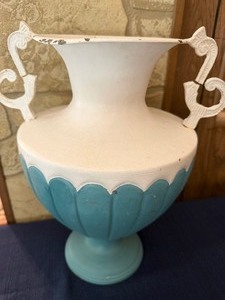lot 404 image: Vintage Painted Metal Urn Style Vase