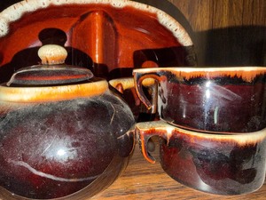 lot 413 image: Pottery Tea Set and Serving Dish, Some are Marked