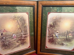 lot 438 image: Wall Art - Little Kids by the Barn, Approx 20 x 24