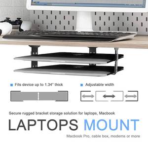 lot 1031 image: IFCASE 2 Tier Under Desk Laptop Mount, Double Decker Metal Under Desk Shelf Holder for Laptop, MacBook Pro, Keyboard with Anti-Scratch Silicone (Silver) - Retail $22