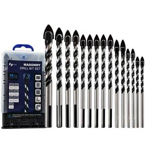 lot 1035 image: 15pcs Carbide Masonry Drill Bit Set Industrial Carbide Tip 18 to 12 - Retail $18