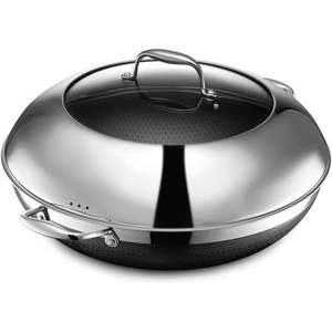 lot 1040 image: HexClad 14 Inch Hybrid Stainless Steel Wok  Nonstick - Retail $271