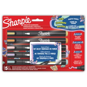 lot 1064 image: Sharpie Creative Markers  Earth Tones  Water-Based Acrylic Markers  Bullet Tip  Assorted Colors  5 Count - Retail $14