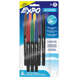 lot 1091 image: EXPO Vis-a-Vis Wet Erase Markers  Fine Point  Assorted  8 Count - Retail $27