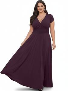 lot 1142 image: KOH KOH Women��s Long Cap Short Sleeve Flowy Cocktail Semi Formal Prom Gala Black Tie Bridesmaid Wedding Guest Work Dressy Tall Gown Gowns Maxi Dress Dresses, Sangria Wine M 8-10 - Retail $50