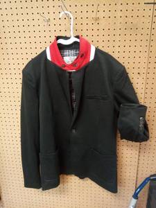 lot 1159 image: H2H Mens Knit Blazer Black Red White Color Block Tab Collar Lined Size M - Retail $0