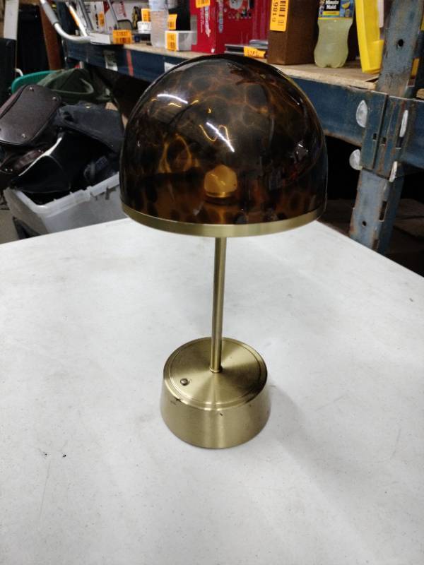 lot 62383 image: Mini Tortoise Glass Cordless Lamp - Rechargeable - Antique Brass