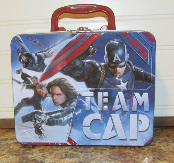 lot 58397 image: Cardinal Captain America Civil War branded tin lunchbox