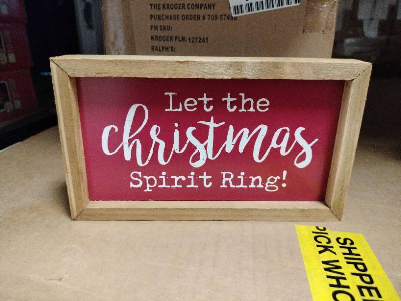 lot 10029 image: Kroger Holiday Home 8 in Signs Let the Christmas Spirit Ring - 6 Ct - Retail - $29.99