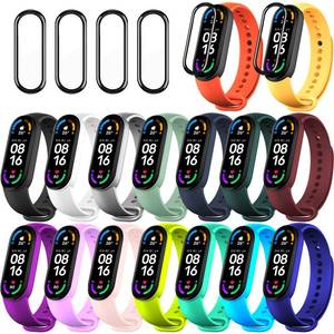 lot 63522 image: 20 Pieces Strap Replacement Compatible with Xiaomi Mi Band 6  Amazfit Band 5, Bracelet Wristbands Silicone for Mi Fit 5 Straps (16 Colors  4 Screen Protector)