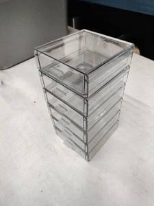 lot 63523 image: clear plastic 6-tier stackable organizer features pull-out drawers