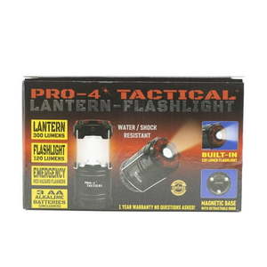 lot 63539 image: Pro-4 Tactical Portable Lantern with Bright Light  300 Lumens  Magnetic Base  Emergency Red Hazard Flasher  and 3 AA Batteries Included