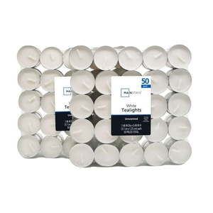 lot 63553 image: Mainstays White Unscented IndoorOutdoor Tealight Candles 50 Count