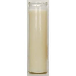 lot 63555 image: Prayer Candle Clear Glass White Wax  8 Inch - Set of 4