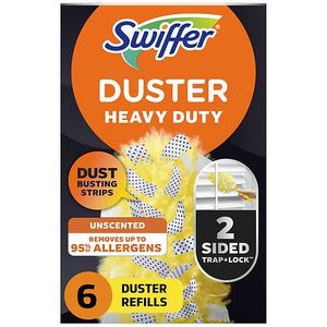 lot 63583 image: Swiffer Duster Multi-Surface Heavy Duty Refills with Extendable Wand - Unscented - 6ct Multipurpose, Includes Cloth Applicator