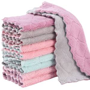 lot 63585 image: GADIEDIE 10Pack Kitchen Cloth Dish Towels,Super Absorbent Coral Velvet Dishtowels,Nonstick Oil Washable Fast Drying,Double-Sided Dish Towel,Used for Table Dish Glass Pet Paw��5Colors��