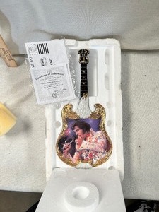 lot 36662 image: Bradford Exchange Elvis, Man & Band Miniature Guitar Ornament Certificate of Authenticity