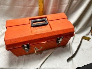 lot 36758 image: Orange Toolbox w Misc. Tools