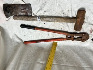 lot 36779 image: Lot of Bolt Cutters , Sledge Hammer & Axe Tip.