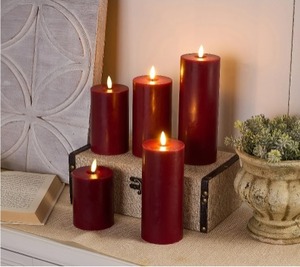 lot 1011 image: Home Reflections 5-pc Flameless Pillar Candles, Cranberry