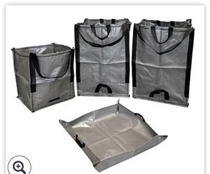 lot 1017 image: Dura Sack 4-pc Heavy Duty All-Purpose Totes Bags & Mat Taupe