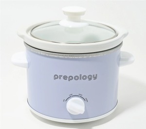 lot 1018 image: Prepology 2qt Compact Slow Cooker with Glass Lid & 12 Recipes, WHITE