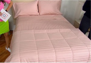 lot 1022 image: Northern Nights 500TC Damask Stripe Sheet Set GREEN