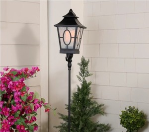 lot 1024 image: Flickering Flame Old World Lantern with Stake by Valerie, Black