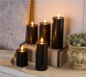 lot 1026 image: 3-pc Flameless Pillar Candles, WHITE, see note.