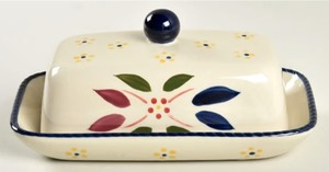 lot 1056 image: Temp-tations Extra Wide Butter Dish Old World Blue, see photos