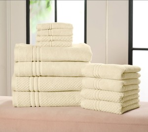 lot 1063 image: Home Reflections Cotton SolidTexture 12-pc Towel Set, Oatmeal
