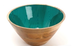 lot 1075 image: Temp-tations 4-qt Mango Wood Bowl, FOOTBALL