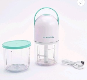 lot 1090 image: Prepology Rechargeable Mini Chopper w Extra Cups, Mint