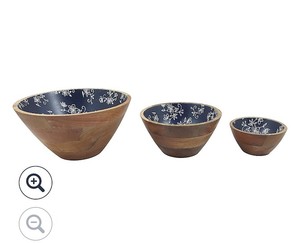 lot 1117 image: RED Temp-tations Floral Lace S3 Mango Wood Bowls