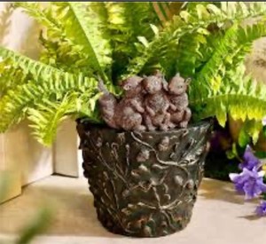 lot 1123 image: Girl Next Door Critter Pals 10 Diameter Faux Patina Planter