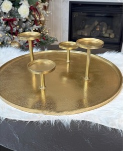 lot 1124 image: Simply Stunning 20 Round Cast Metal Candelabra by Janine Graff