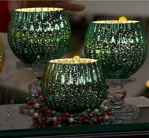 lot 1126 image: Set of 3 Illuminated Mercury Glass Rose Bowls by Valerie