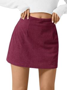 lot 1180 image: Size large Wenrine Womens Corduroy Mini Skirt, High-Waisted A-Line